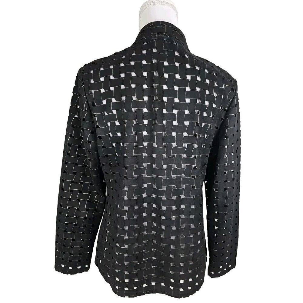 T & WDesigbs ~Woman Size M~ Black/Gold Lightweight Dressy Jacket Zip-Up Front. - Picture 6 of 10